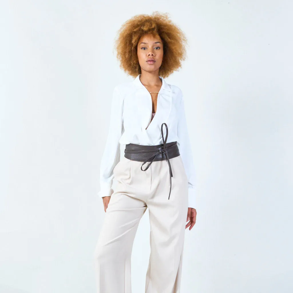 Faux leather obi belt with wrap tie wholesale