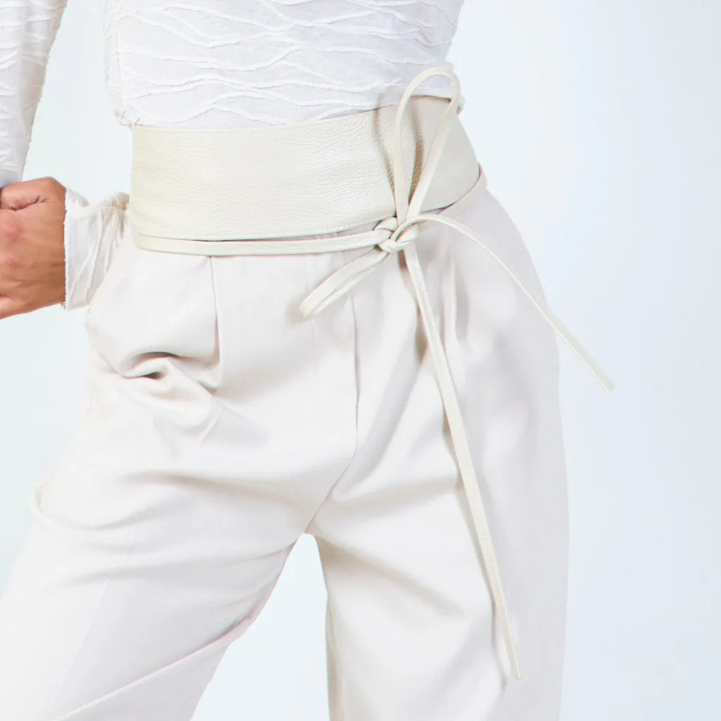 Faux leather obi belt with wrap tie wholesale