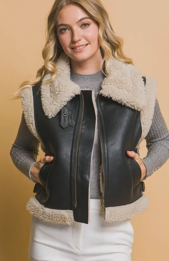 Fur-ocity Leather Vest