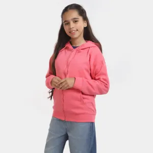 Girls Knitted Hooded Jacket - Pink