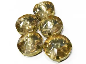 Golden Circular Glass Stone with Catcher (18 mm) (Wholesale)