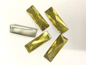 Golden Rectangular 2 Hole Plastic Stone- 17x50 mm