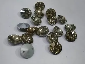 Golden Transparent Circular Glass Stones with Pointed Back (10 mm)