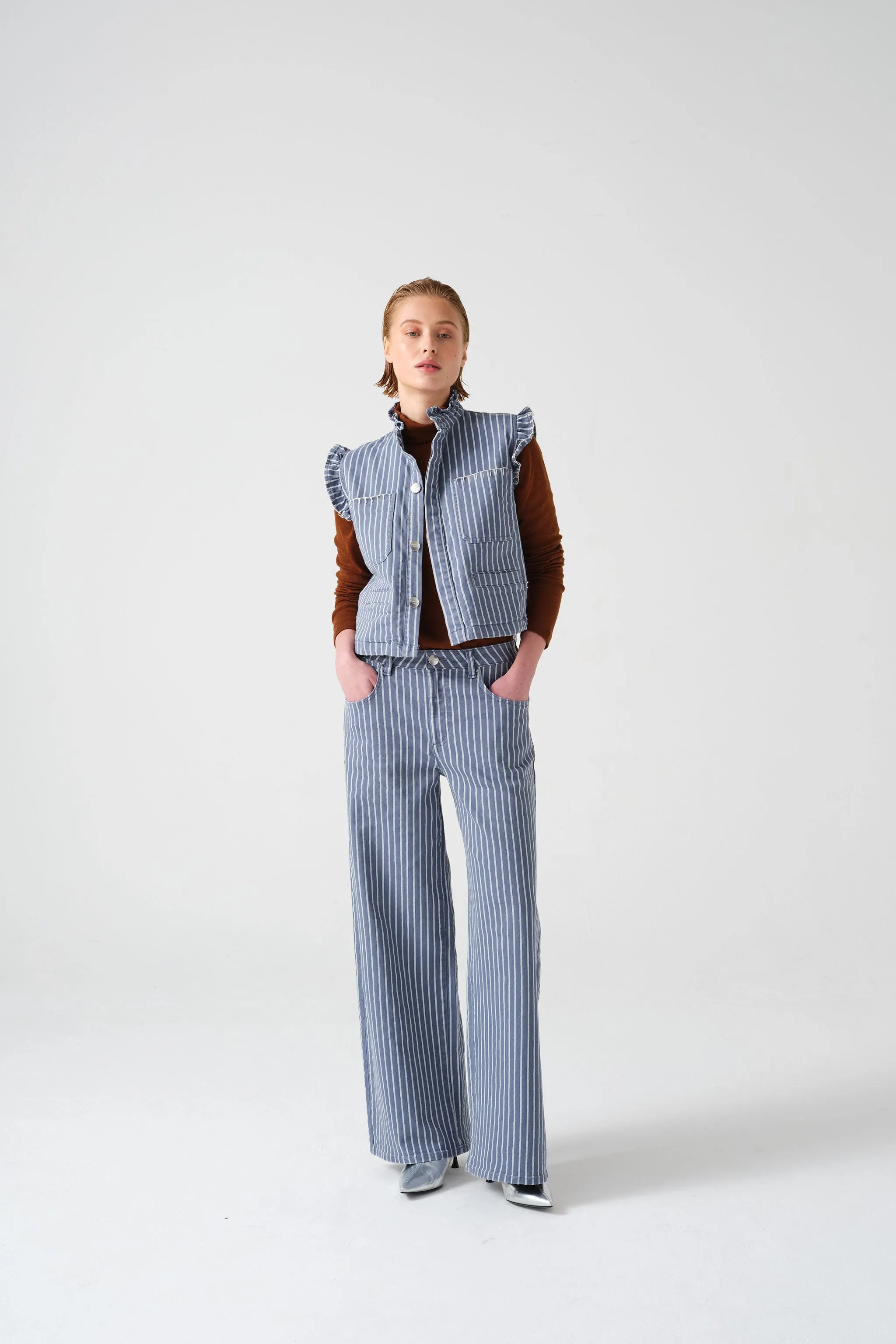 Gracie Jean in Washed Denim Wide Stripe