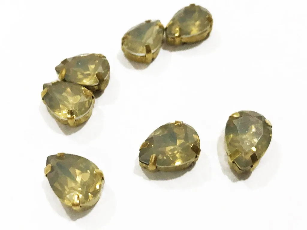 Gray Opal Drop Resin Stones with Catcher (14x10 mm)