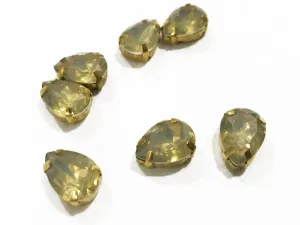 Gray Opal Drop Resin Stones with Catcher (14x10 mm)