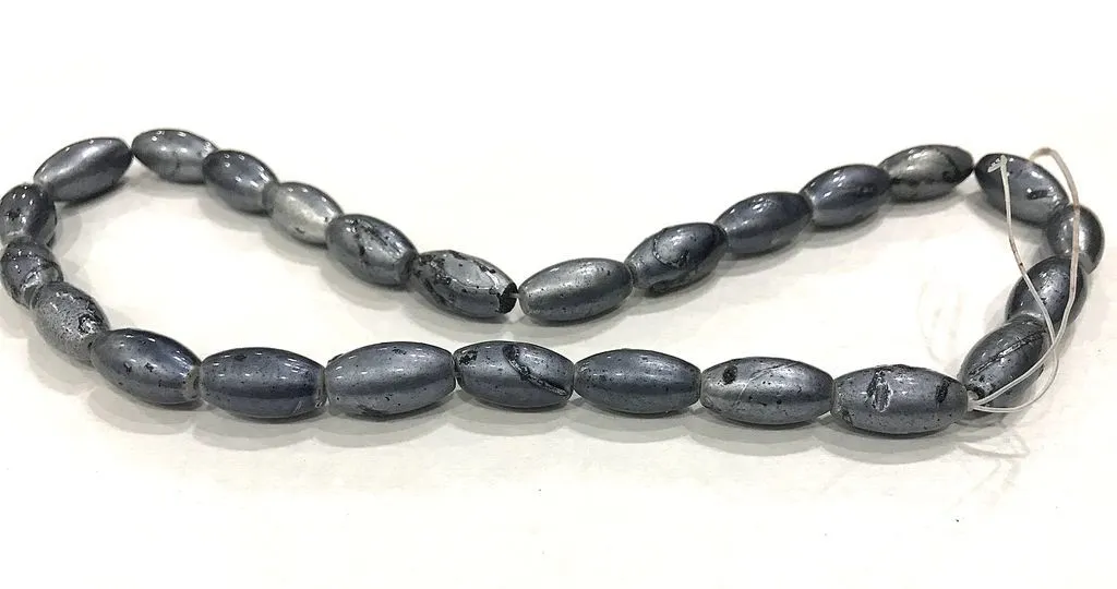 Gray Oval Glass Beads (21x8 mm)