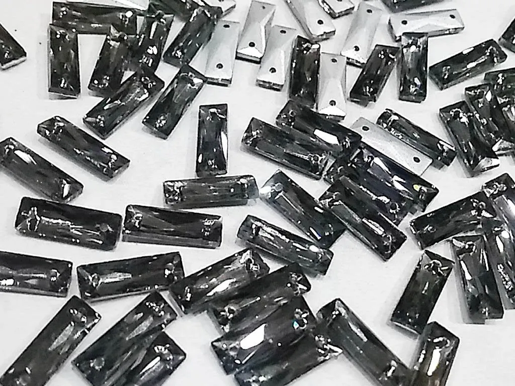 Gray Rectangular Glass Stones with Pointed Back (8x24 mm)