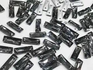 Gray Rectangular Glass Stones with Pointed Back (8x24 mm)