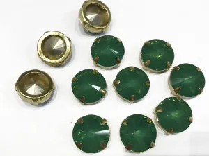 Green Circular Resin Stones with Catcher (16 mm)
