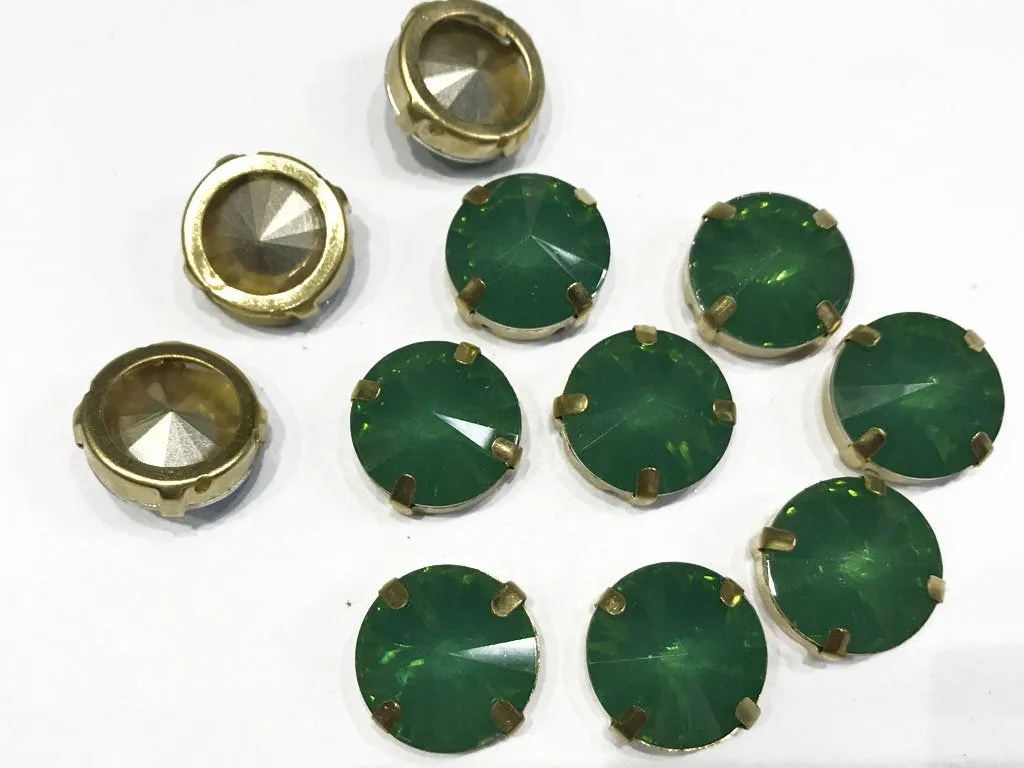 Green Circular Resin Stones with Catcher (16 mm)