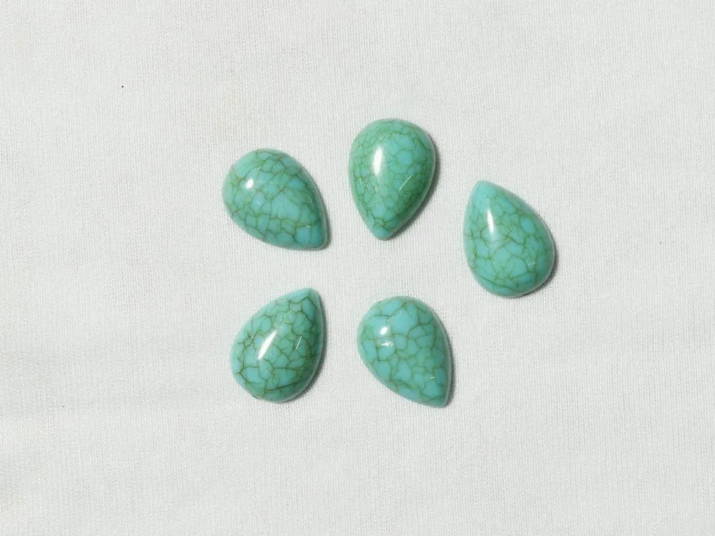 Green Designer Drop Glass Stones - 25x18 mm