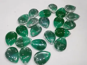 Green Drop Two Tone Cabu Glass Stones- 18x13 mm