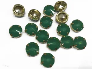 Green Opal Circular Resin Stones with Catcher (12 mm) (Wholesale)
