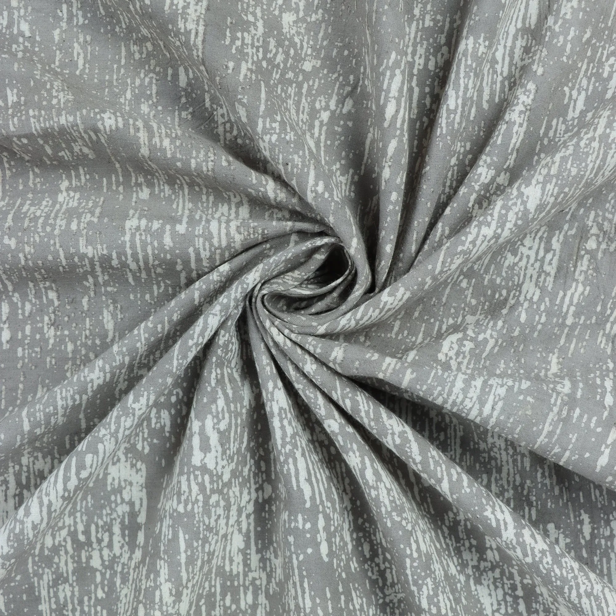 Grey Hand Block Print Fabric Abstract Soft Cotton Dabu Print