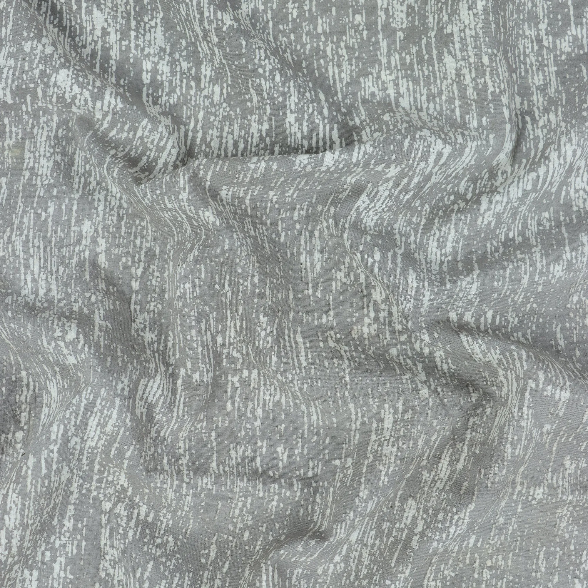 Grey Hand Block Print Fabric Abstract Soft Cotton Dabu Print
