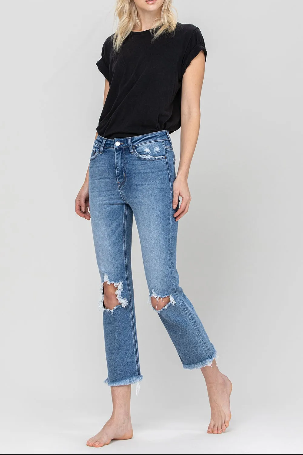 High Rise Stretch Crop Slim Denim