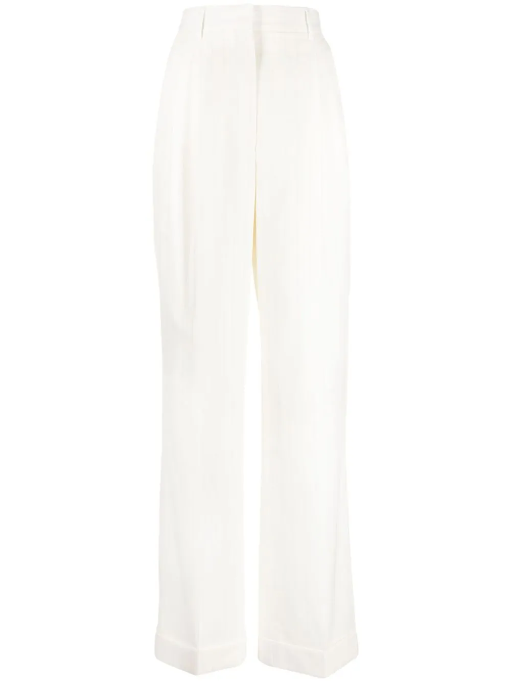 high-waist wool straight-leg trousers