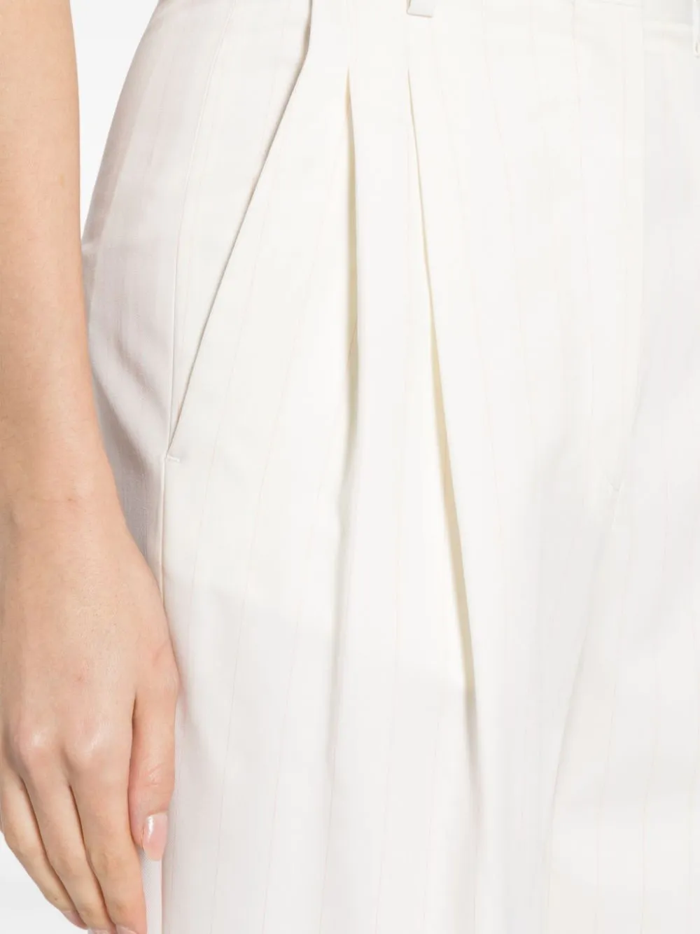 high-waist wool straight-leg trousers