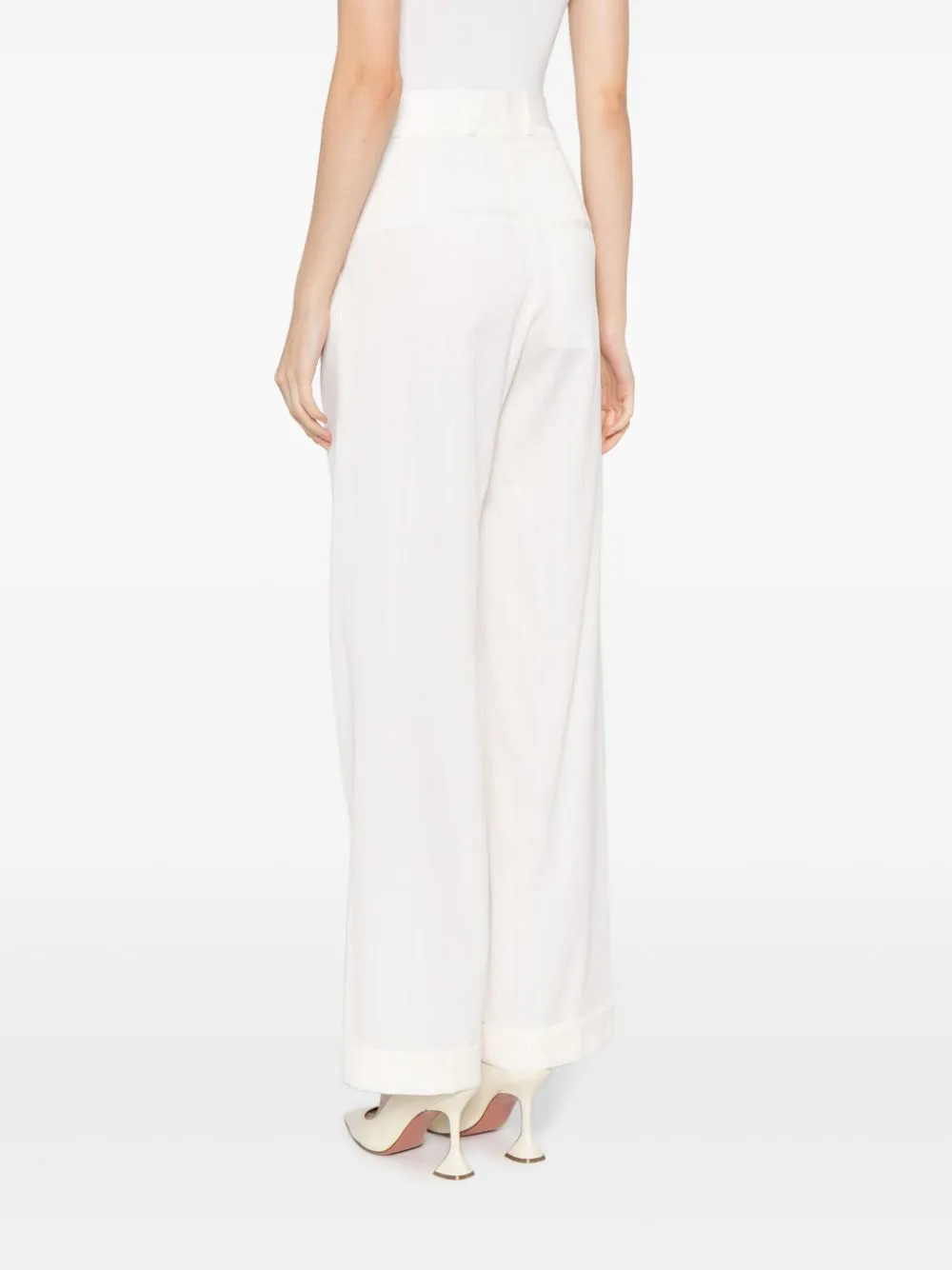 high-waist wool straight-leg trousers