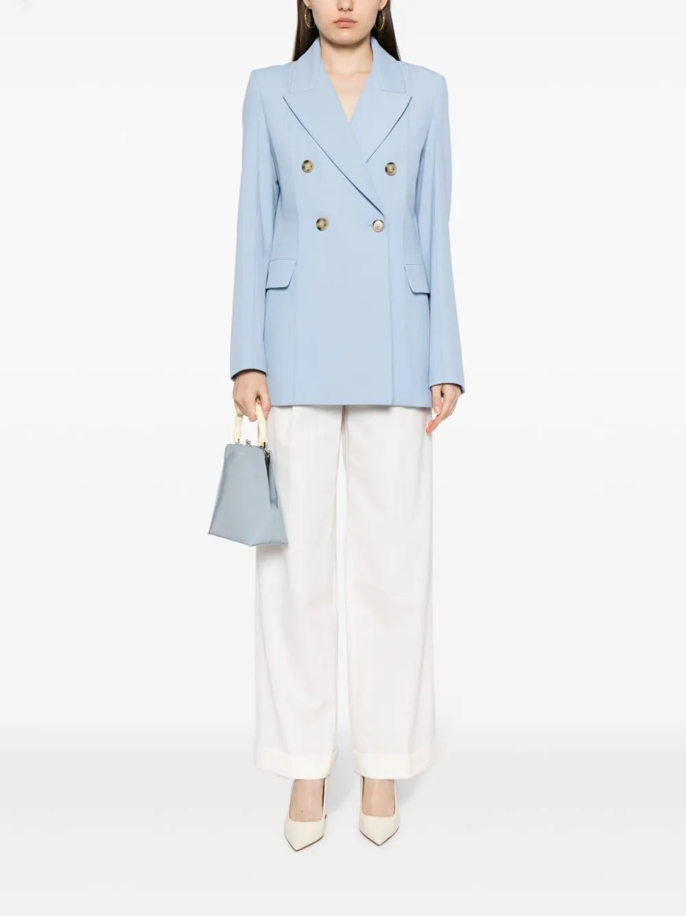 high-waist wool straight-leg trousers