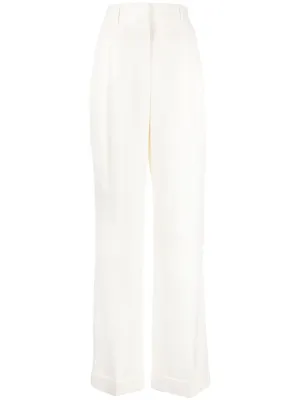 high-waist wool straight-leg trousers
