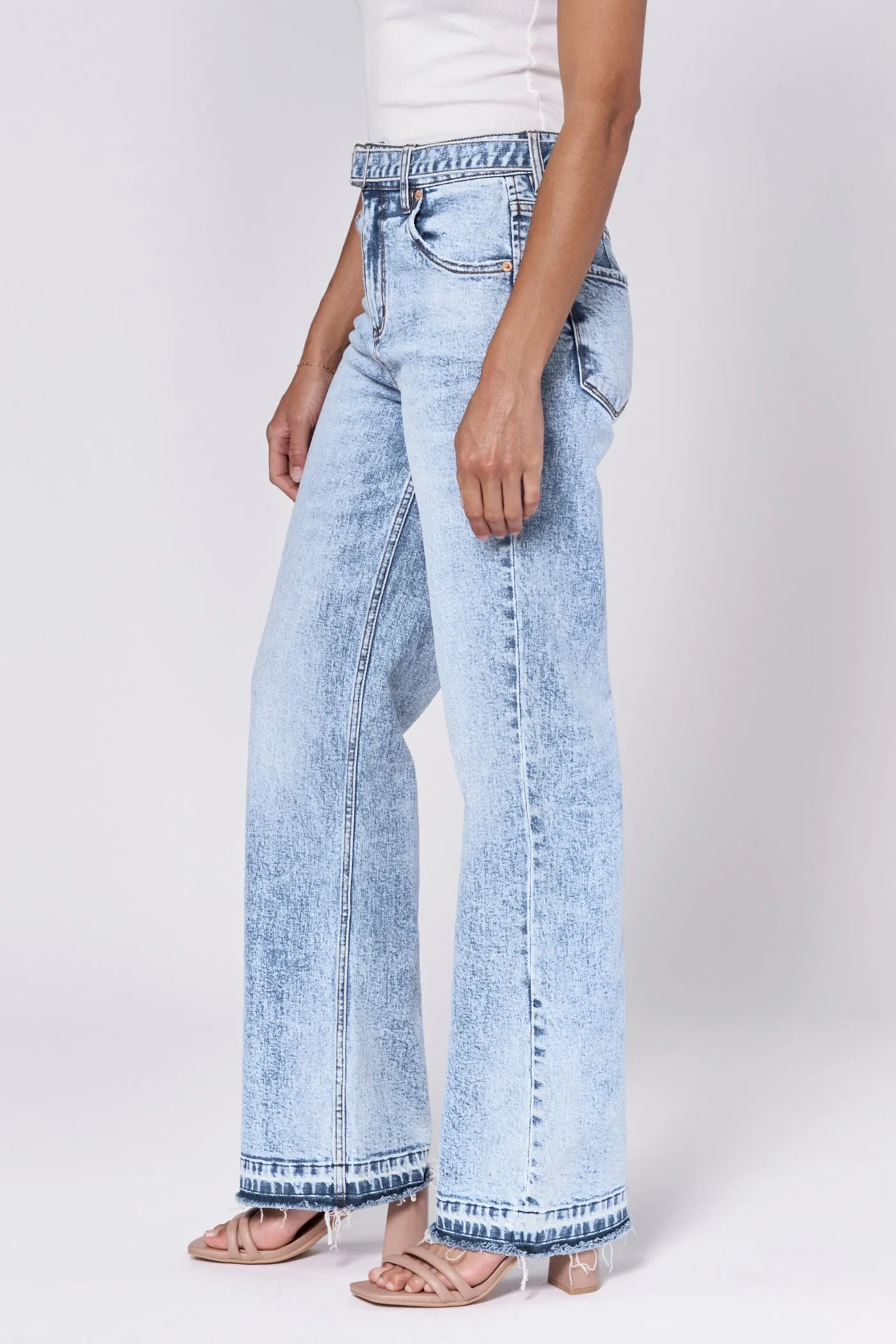 HOLLY HIGH RISE TONAL FRAY HEM STRAIGHT JEANS RENDON