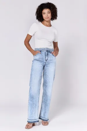 HOLLY HIGH RISE TONAL FRAY HEM STRAIGHT JEANS RENDON