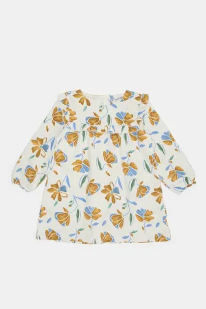 Infant Girls Ivory Floral Printed Dress