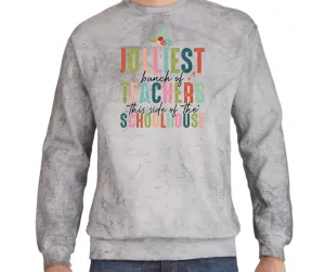Jolliest Teachers Christmas Comfort Colors Smoke Dyed Top Falcon Christmas