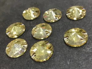 Light Golden Round Rivoli Glass Stones (16 mm)