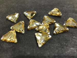 Light Golden Triangular Glass Stones (14x14x14 mm) (Wholesale)