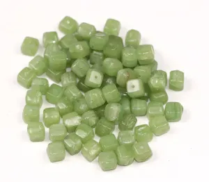 Light Green Cuboidal Fancy Glass Beads- 6x7 mm