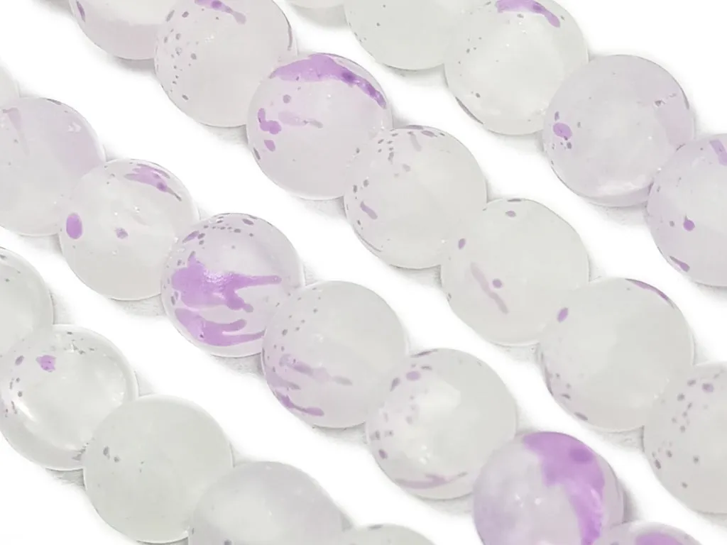 Light Purple Spherical Frosted Designer Glass Beads