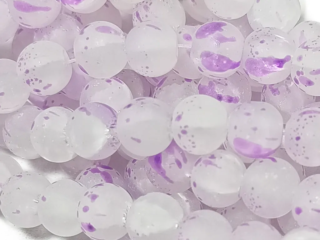 Light Purple Spherical Frosted Designer Glass Beads
