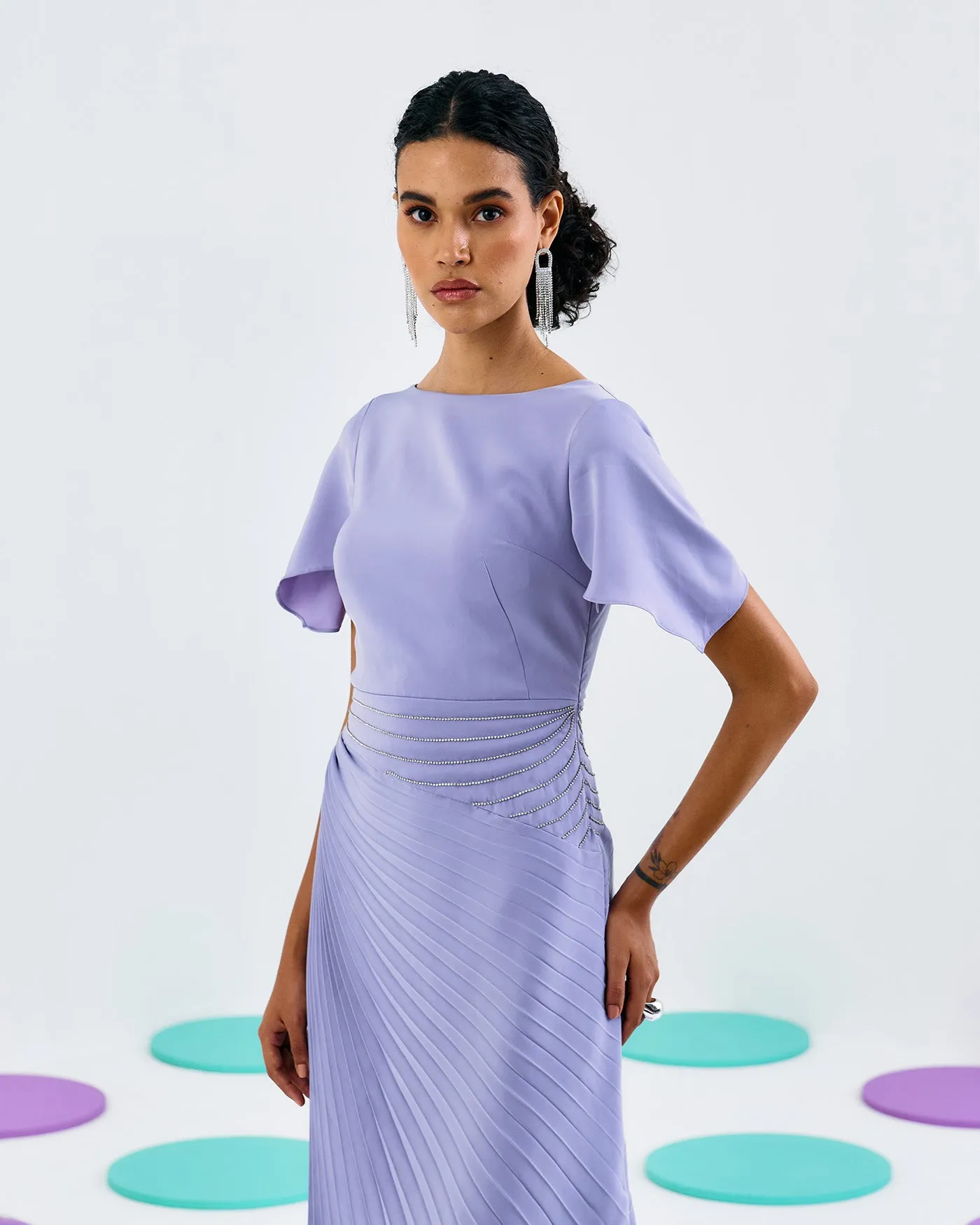 LILAC TIMELESS PLEATED DRESS