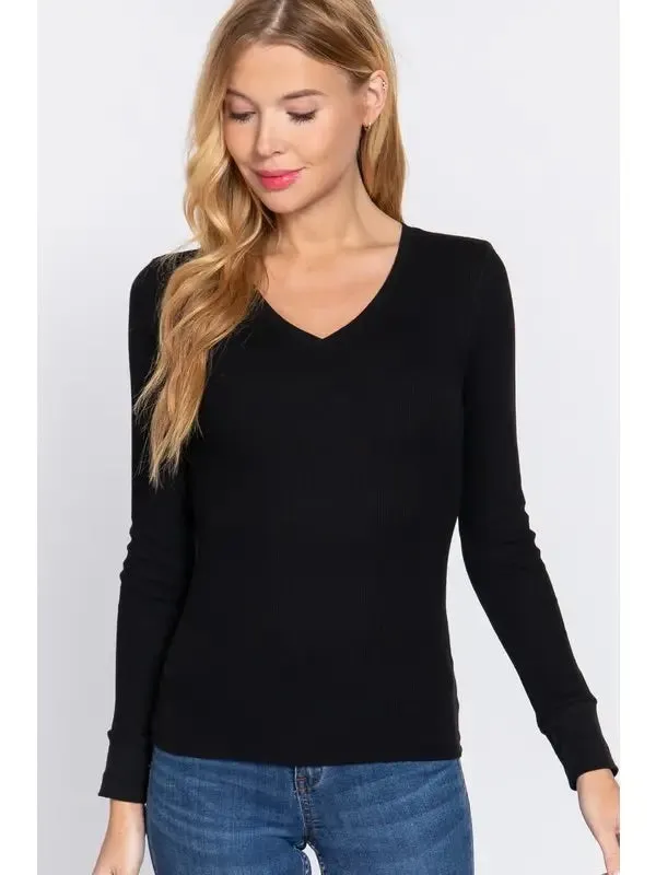 Long Sleeve V-Neck Top