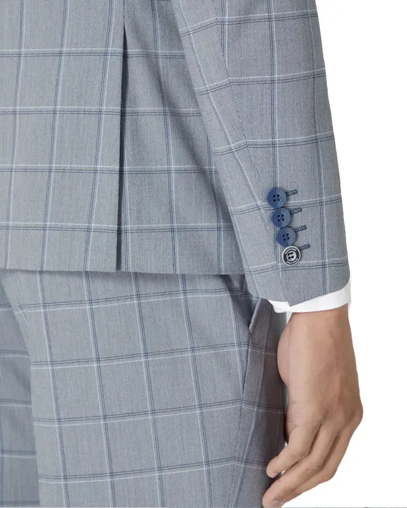 Luca Check Suit Jacket - Grey / Blue