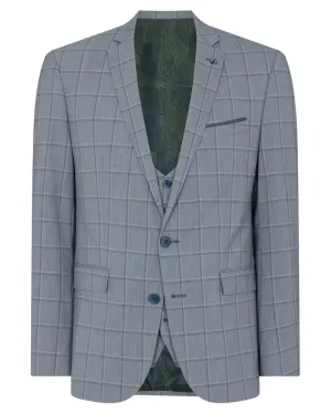 Luca Check Suit Jacket - Grey / Blue