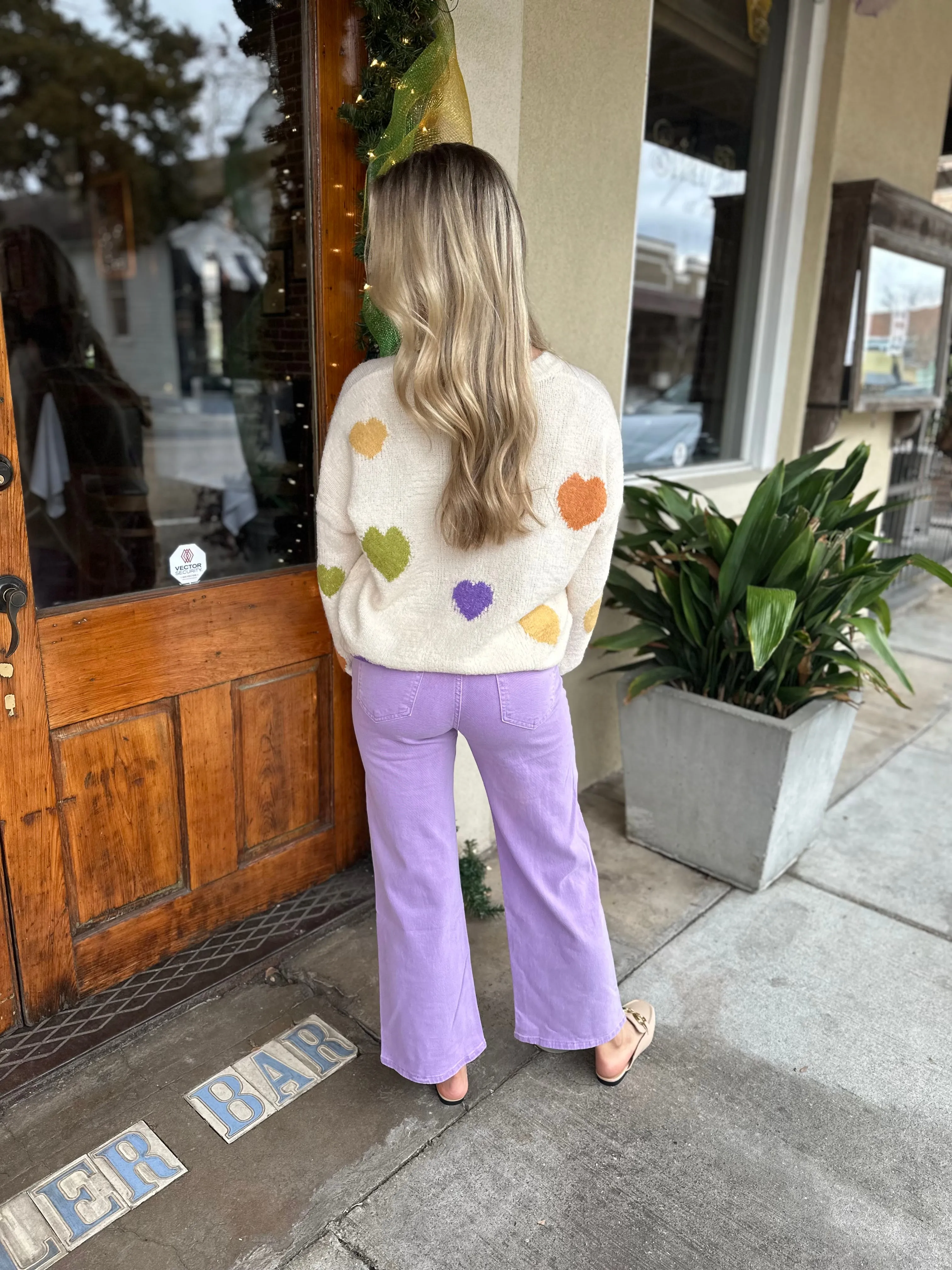 Mardi Gras Heart Sweater- Ivory