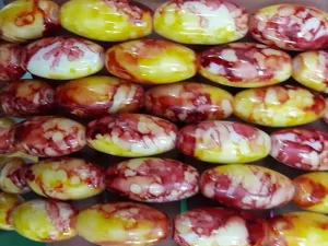 Maroon Yellow Designer Taiwan Glass Beads