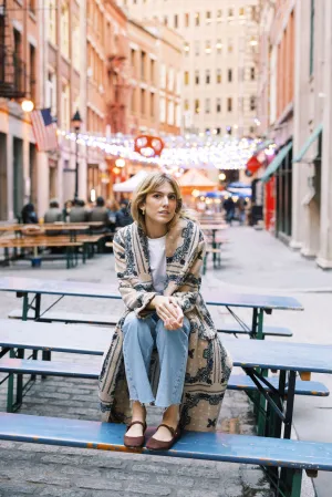 MASON'S DAUGHTER Coco Robe Coat, Cream Bandana Print