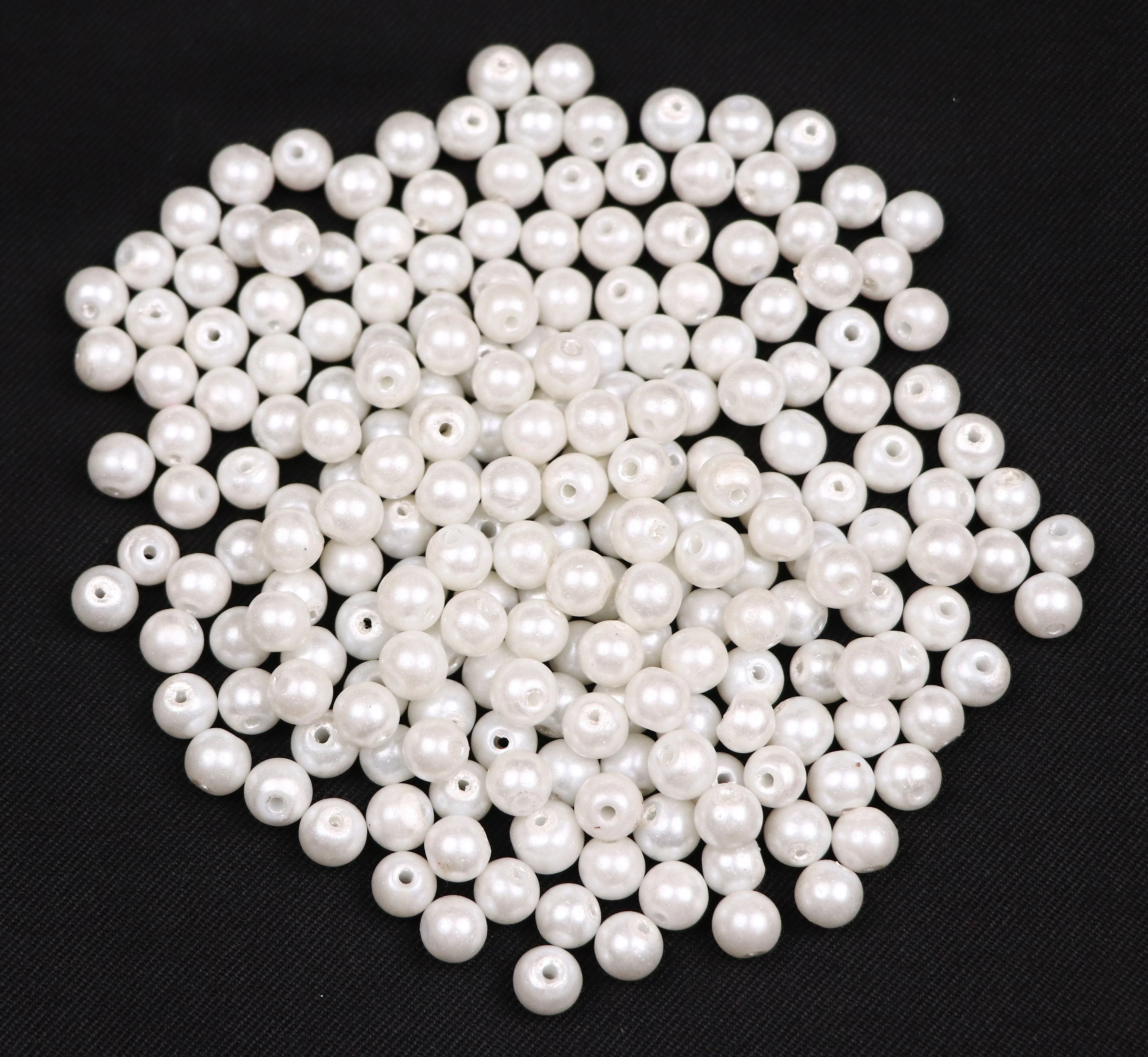 Matte White Glass Pearls - 6 mm