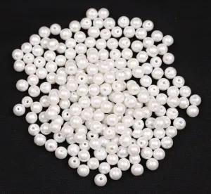 Matte White Glass Pearls - 6 mm