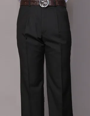 Men's Regular Fit Pants 100% Fine Wood Pleasted | Black | PA-200A