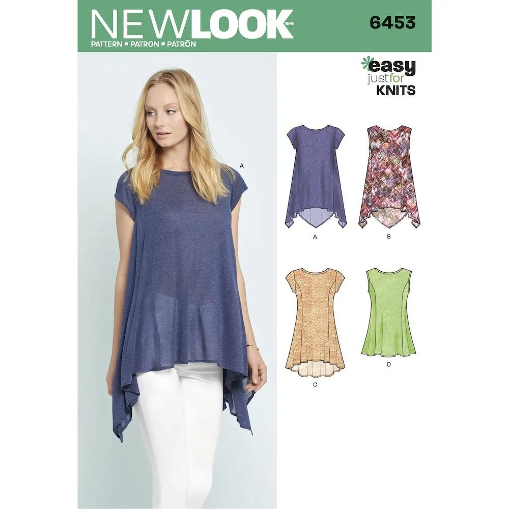 Newlook Pattern 6453 Misses' Easy Knit Tops
