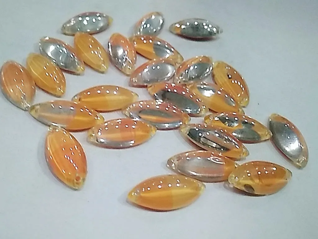 Orange Eye Two Tone Cabu Glass Stones- 18x9 mm