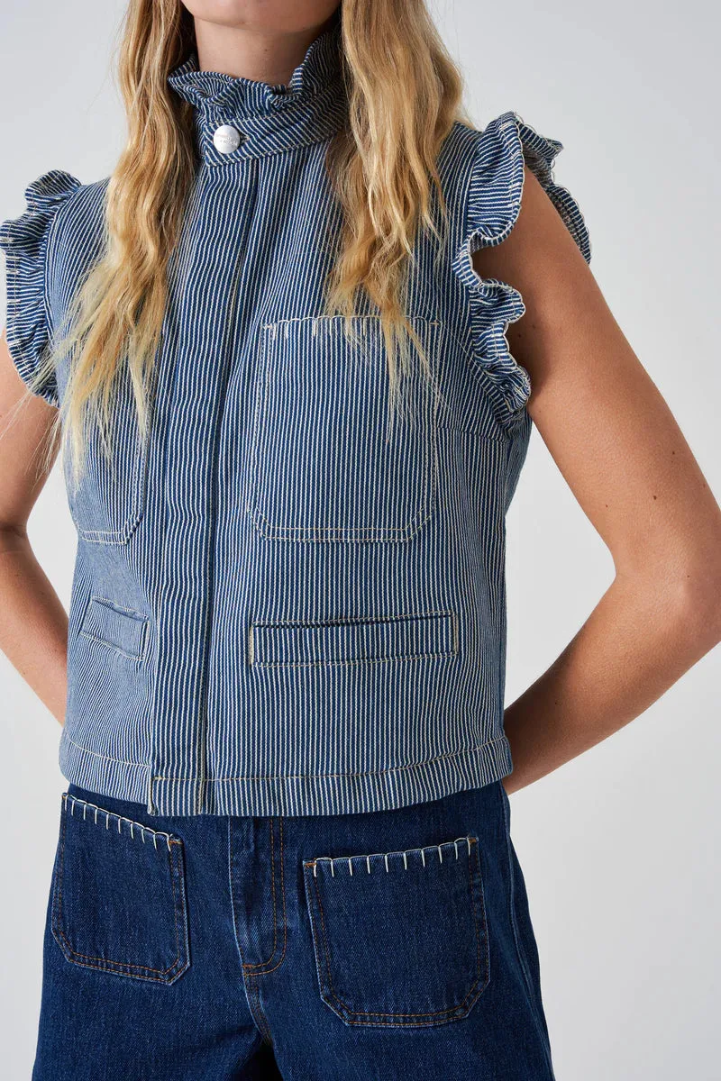 Pablo Vest in Denim Stripe
