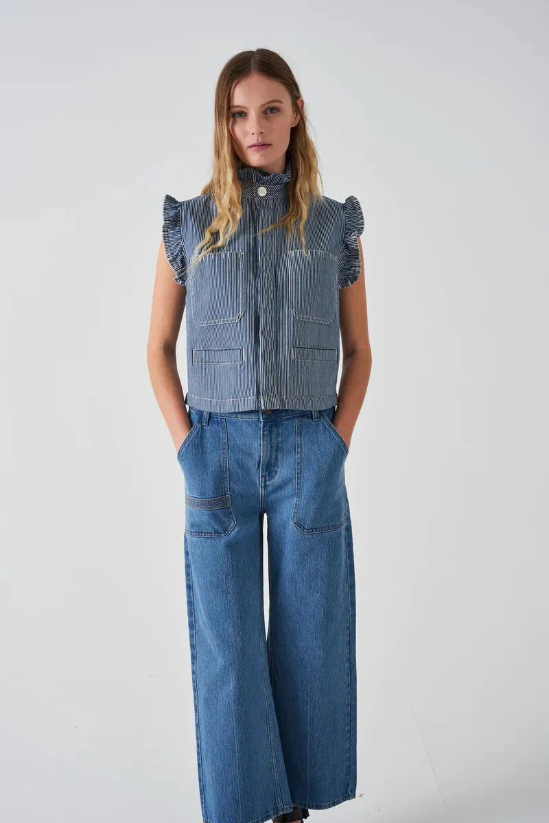 Pablo Vest in Denim Stripe