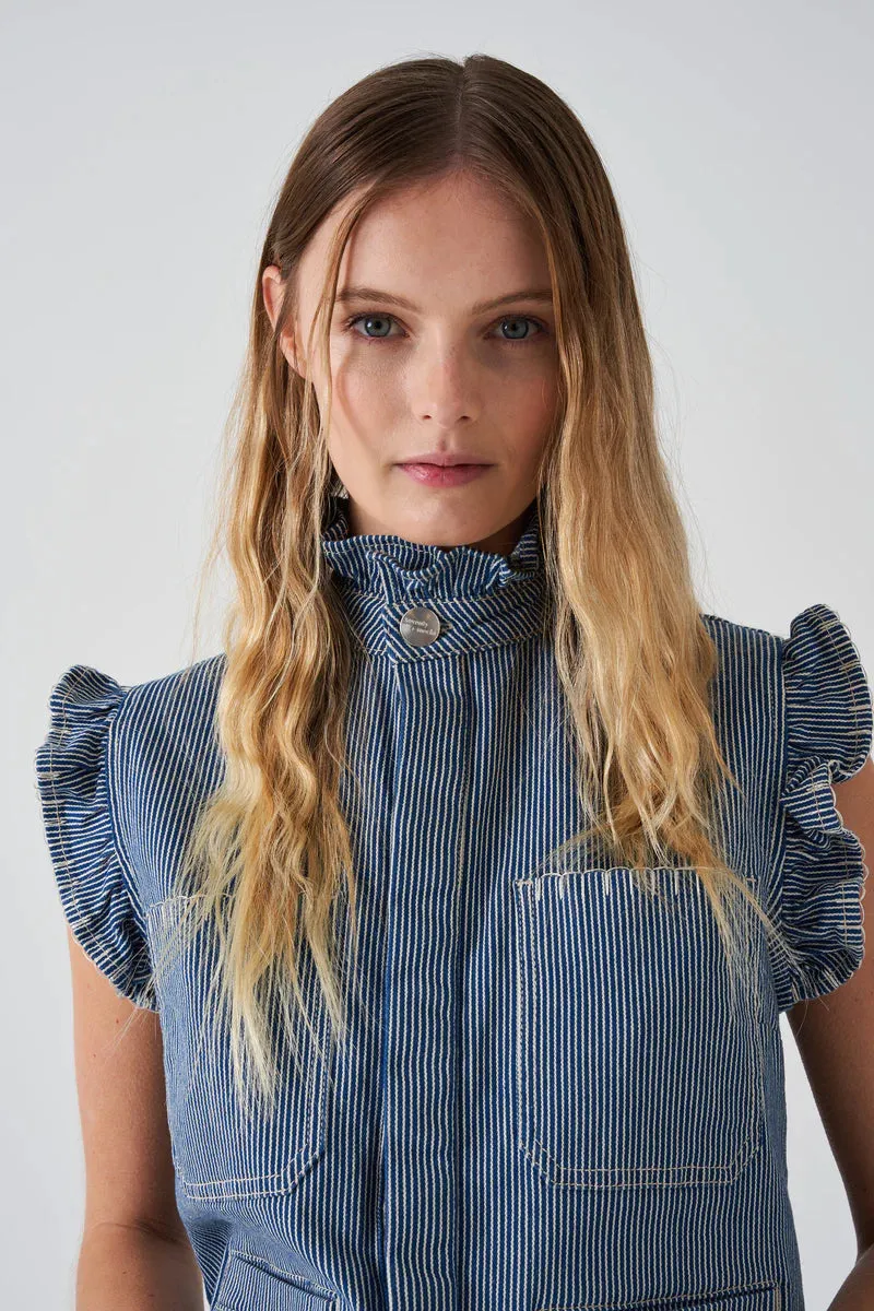 Pablo Vest in Denim Stripe